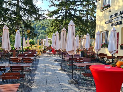 Hochzeit - Sommerhochzeit - Österreich - Gastgarten wartet auf die Hochzeitsgäste  - Hochzeitssaal Wien Rosental
