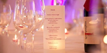 Hochzeit - Weinkeller - Oberösterreich - Bild Speisekarte - Schlosshotel Mondsee