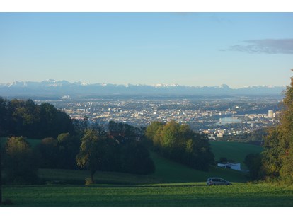 Hochzeit - Art der Location: Bauernhof/Landhaus - Atemberaubende Aussicht bis zu den Alpen - Abbrandtnergut auf dem Balkon von Linz