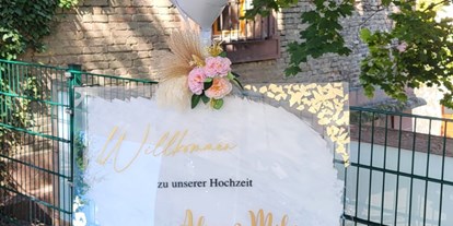 Hochzeit - Hochzeitsessen: Buffet - Rheinland-Pfalz - Willkommensschild  - Wanderheim Germersheim